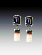 BRAND NEW- Echo of the Dreamer Amethyst Druzy Dangle  Clip Earrings