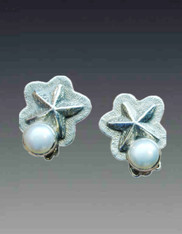 Amy Kahn Russell Pearl Sterling Starfish Earrings-Clip/Post