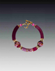 Venetian Glass Rubino 22K Gold Foil Bracelet