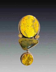 BRAND NEW-Amy Kahn Russell Butterfly Jasper, Dendritic Agate, Citrine Pin/Pendant