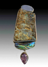 BRAND NEW- Huge Amy Kahn Russell Boulder Opal Pin/Pendant