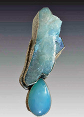 BRAND NEW- Huge AMY Kahn Russell Aquamarine Pin/Pendant