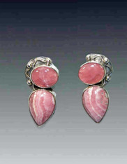 BRAND NEW - AKR Rhodochrosite/pink Quartz Clip/Post Earrings