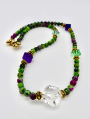 Yumiko Togashi Ruby Zoisite, Crystal Cube, Amethyst and, Fluorite Dice  necklace