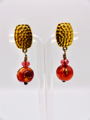 Yumiko Togashi Venetian Glass, Swarovski Crystal Clip Earrings