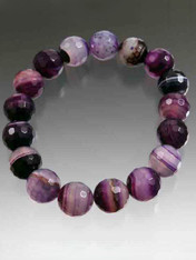 Purple wine multi-agate stretch bracelet. 8"