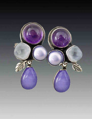 AMY KAHN RUSSELL Amethyst Sugilite Clip/Post Sterling Earring