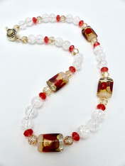 Yumiko Togashi Custom Venetian Glass, Cracked Crystal, Swarovski Crystal  Necklace
