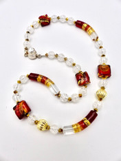 Yumiko Togashi Venetian Glass, Cracked Crystal,  Swarovski Crystal Necklace