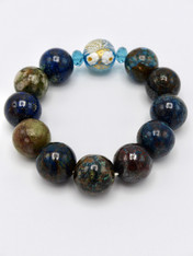 Yumiko Togashi Chrysocolla, Venetian Glass Focal and Swarovski Crystal  Bracelet