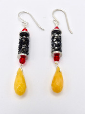 Yumiko Togashi Swarovski Tube, Jasper Dangle Earrings