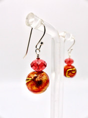 Yumiko Togashi Venetian Glass, Swarovski Crystal  Dangle Earrings