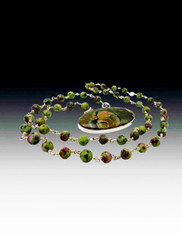 Ruby Zoisite Hand Wrapped Chain with Australian Rainforest Jasper Pendant 