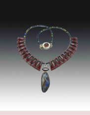 Swarovski  Garnet Collar with Garnet Boulder Opal Pendant SOLD