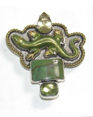 NWT-Amy Kahn Russell Turquoise Silver Lizard/snake Pin/Pendant
