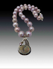 Huge Natural Lilac Pearls with Artistic Sterling Druzy Pendant SOLD