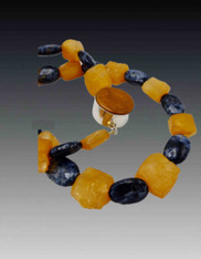 Rare Russian Pietersite, Hammered Brazilian Citrine, and Vintage Bakelite Clasp