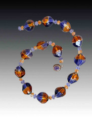 Blue, Plum Venetian Beads, Swarovski crystal, Sugilite Clasp