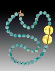 Rare Russian Green Angelite with 24K plated Discs and 14K Clasp