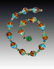 Aqua Topaz Silver Hexagon Swarovski Crystal Venetian Collar