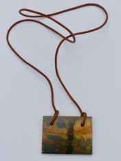 Multicolor Picasso Jasper Fused with Red Creek Jasper on a Leather Chain