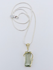 Hand Made 30ct Pale green Amethyst pendant, white topaz and Peridot 