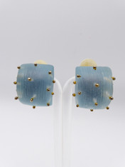 Alexis Bittar  vintage Pale blue Swarovski gold clip earrings