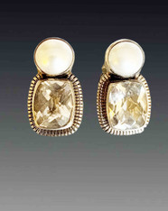 -AMY KAHN RUSSELL faceted white crystal and white druzy in sterling silver