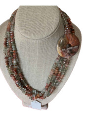 multi-toned rutilated quartz rondels with matching toggle clasp. Very rare