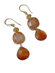 Fire Agate Dangle Earrings with 14K over Sterling Earwires