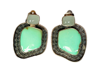 Echo of the Dreamer Large Chrysoprase Sterling Clip Earrings