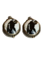Echo of the Dreamer Zebra Agate, With Topaz Sterling Clip Earrings