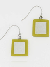Sylca Designs Lima Mira Verde Pistachio White Cube Earring Sterling Earwire