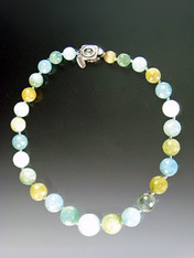 Aquamarine globes in multi-tones of aqua ranging from cloud to deep robins egg to pale olive. 