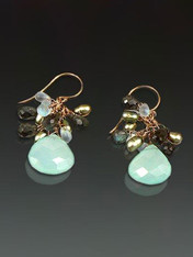 Chalcedony Topaz Pearl and Labradorite Cluster Earrings