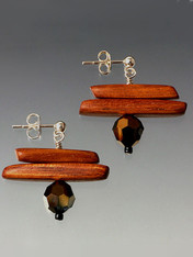 Brazilian Wood and Swarovski Crystal Earrings