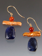 Sodalite Pearl Carnelian 14K Earrings