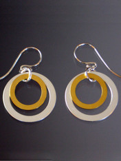 Mix and match these silver hoops with 24Kultraplate gold hoops inside and sterling earwires.  !"