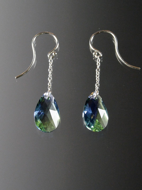 Make a dramatic statement with these 1.5" sterling Swarovski Crystal dangle earrings
