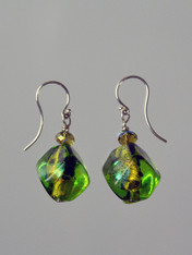 Green is one of the hottest trends this year.These stunning earrings feature limited edition Venetian glass dichroic glass sasso three dimensional beads, Swarovski crystals and sterling silver earwires. 1" 

 
