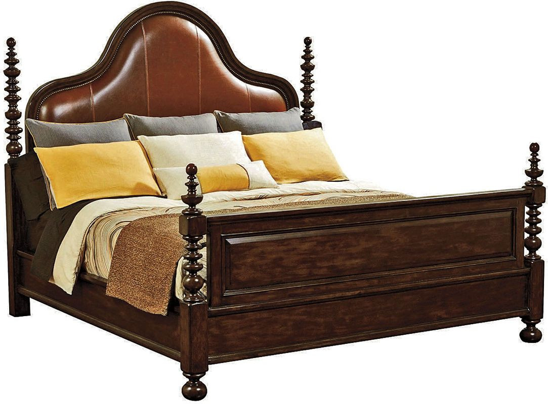 Ernest Hemingway El Morro King Upholstered Leather Panel Bed By
