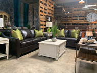 Mocha Leather Sofa and Loveseat 