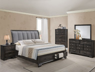 Upholstered Grey Storage Bedroom Set - FREE SHIPPING