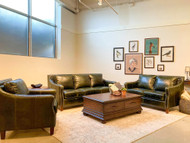 Verdant Green Leather Sofa and Loveseat - FREE SHIPPING