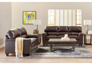 Mocha Brown Leather Sofa and Loveseat