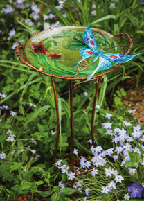 Sculpted Butterfly Birdbath with Stand