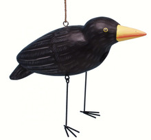 Crow with Dangling Metal Legs Birdhouse