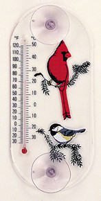 Cardinal/Chickadee Window Thermometer