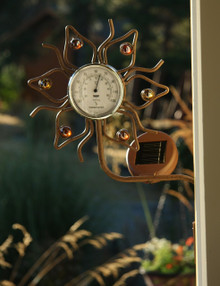 Solar Wall Mount Flower Thermometer