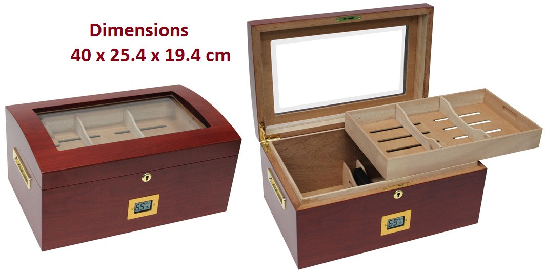 Glass Top Humidor With Digital Hygrometer Dark Cherry Cigar Hut